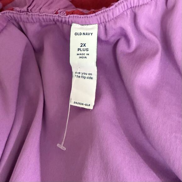 Old Navy Dress Women's 2X Purple Red Shadow Floral One Shoulder Ruffle Tiered - Picture 5 of 8